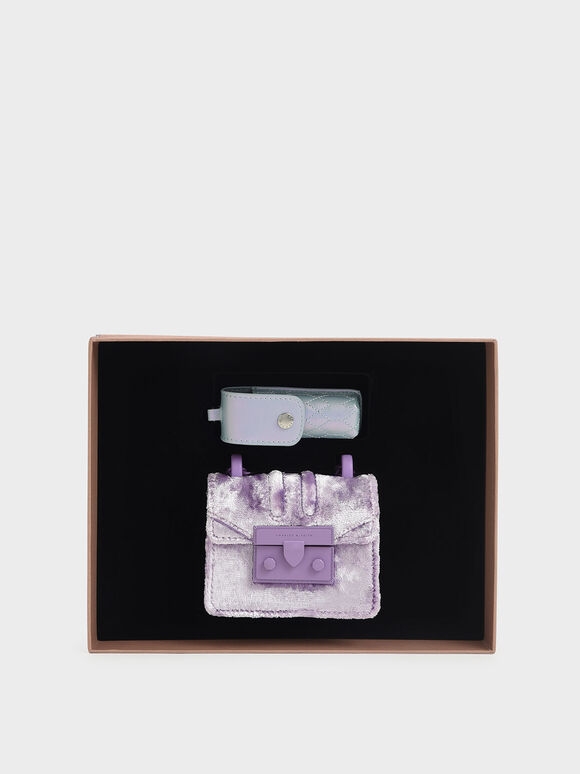 Holiday 2021 Collection: Ildri Velvet Mini Bag & Lipstick Case, Lilac, hi-res