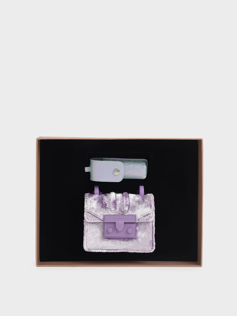 Ildri Velvet Mini Bag & Lipstick Case, Lilac, hi-res