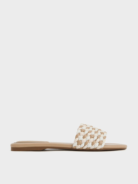 Woven Open-Toe Slides, Multi, hi-res