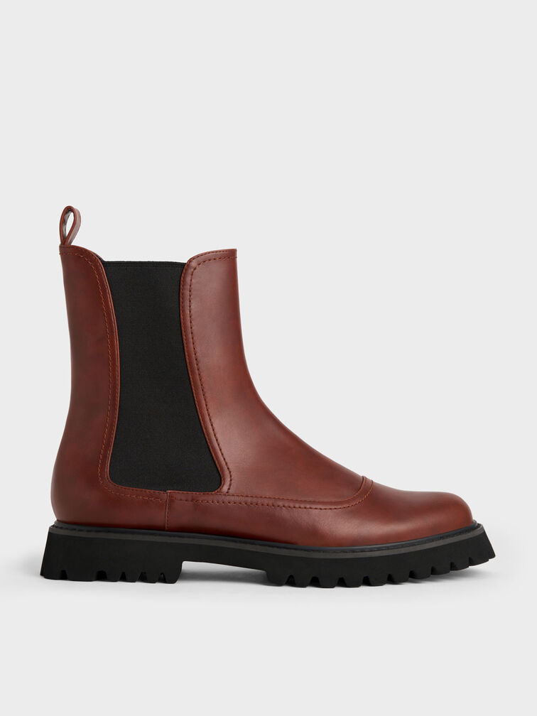Brick Ridged-Sole Chelsea Boots - CHARLES & KEITH SG