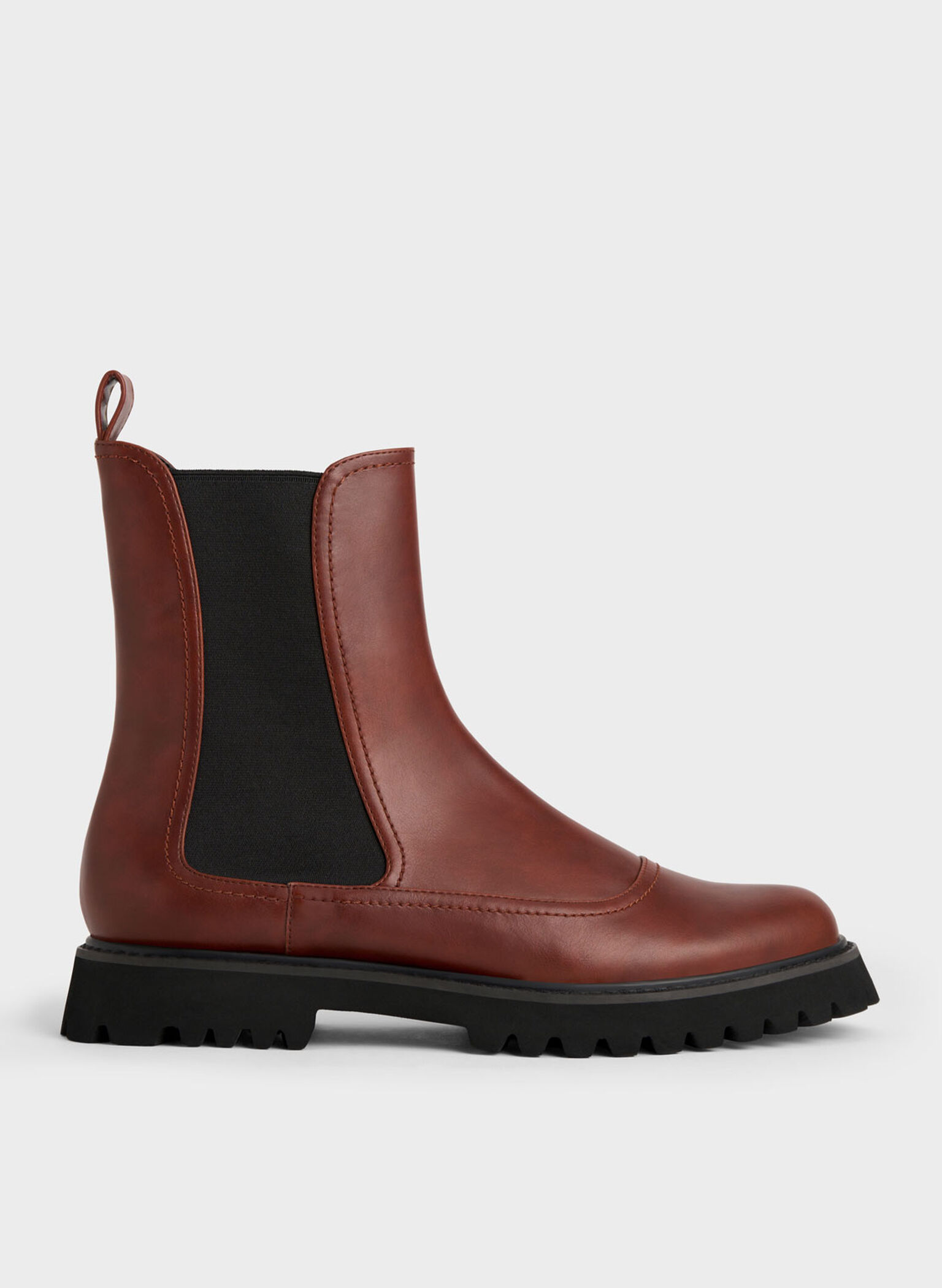 Ridged-Sole Chelsea Boots, Brick, hi-res