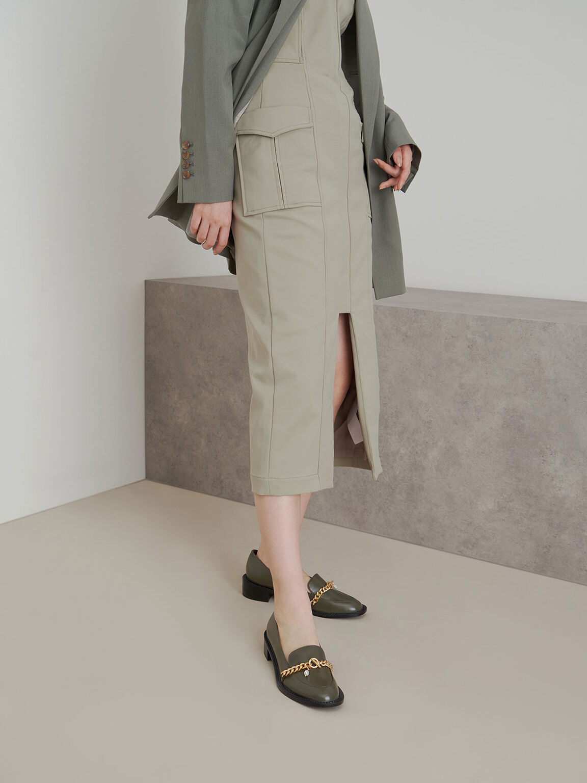 Chain Link Loafers, Military Green, hi-res