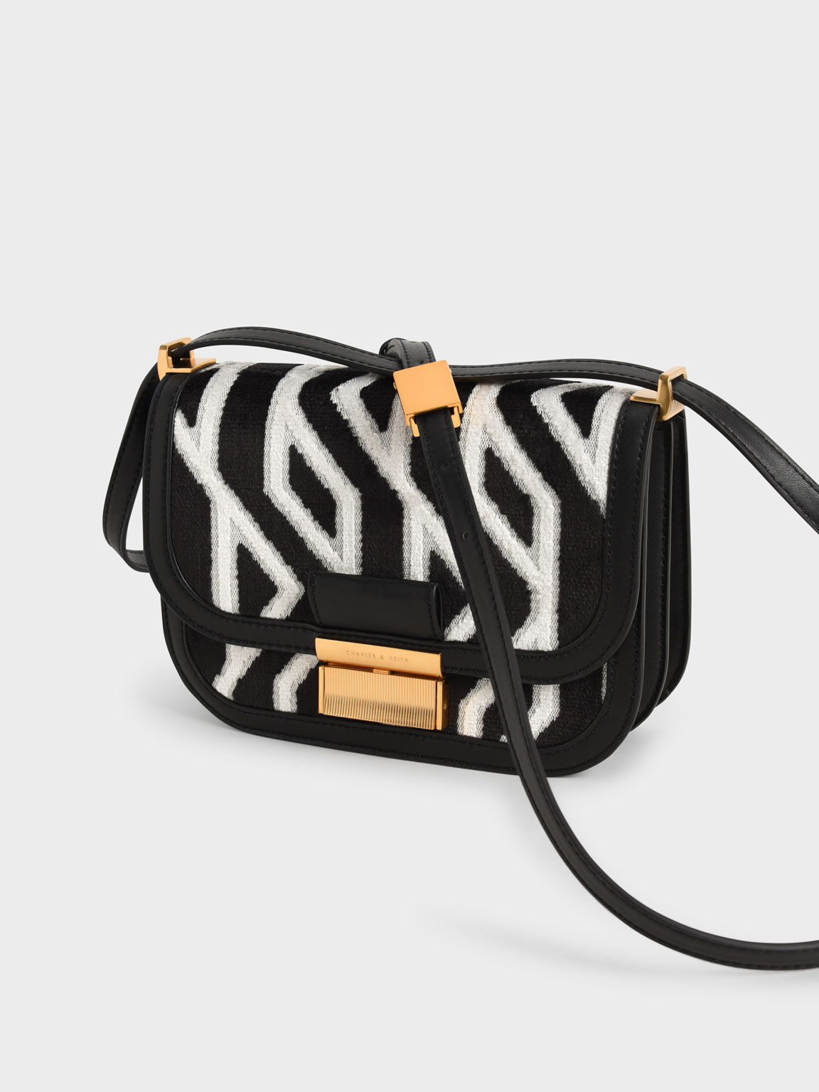 Charlot Jacquard Printed Bag, Black, hi-res