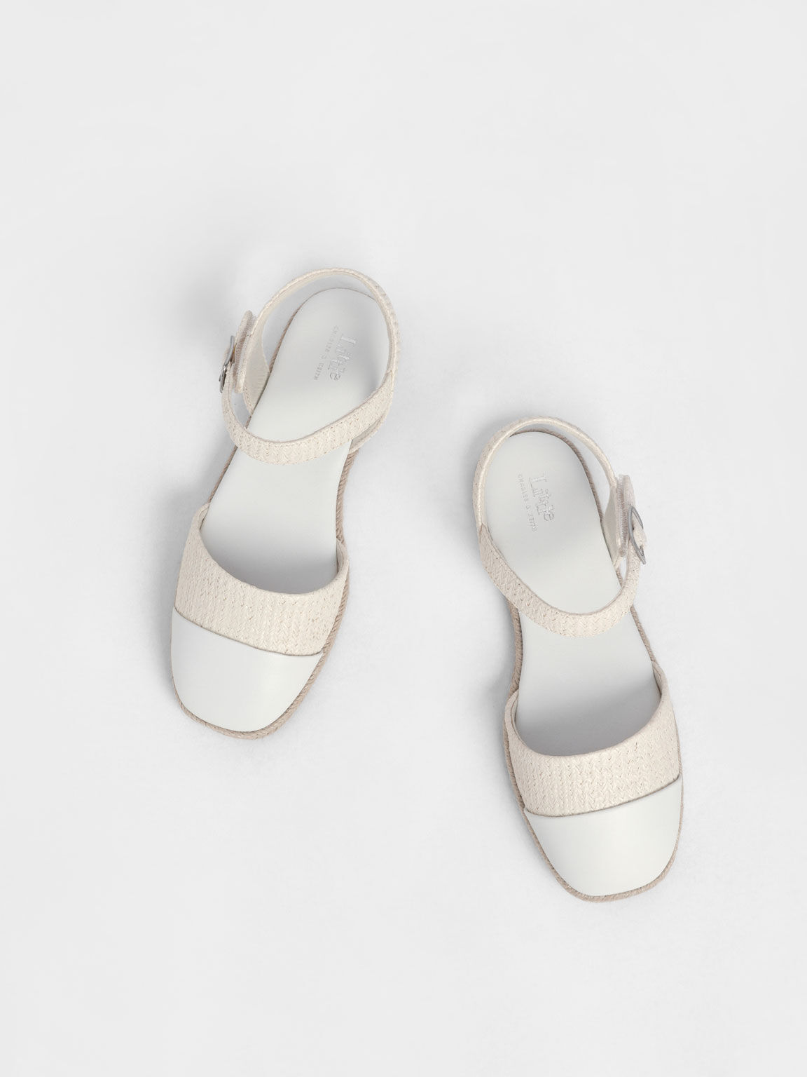 Girls' Two-Tone Ankle-Strap Espadrilles, Beige, hi-res