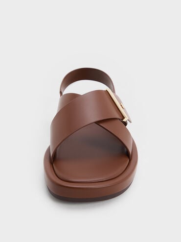 Audra Crossover Back Strap Sandals, Dark Brown, hi-res