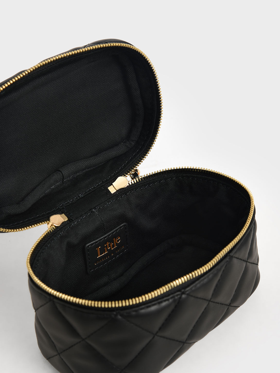 Black Girls Two Way Zip Quilted Bag CHARLES KEITH International