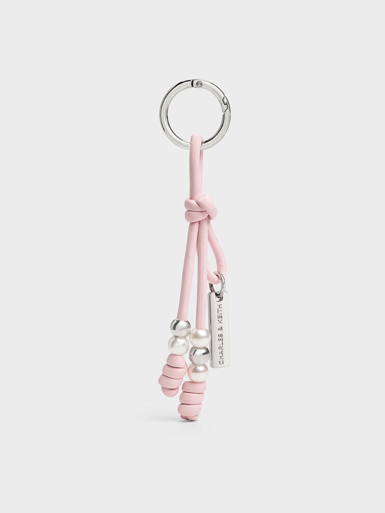 Beaded Cord Knot Charm, Cotton Candy Pink, hi-res