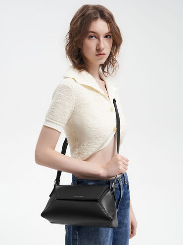 Nasrin Geometric Shoulder Bag, Noir, hi-res