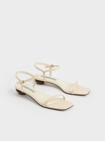 Sculptural Heel Ankle Strap Sandals, Chalk, hi-res