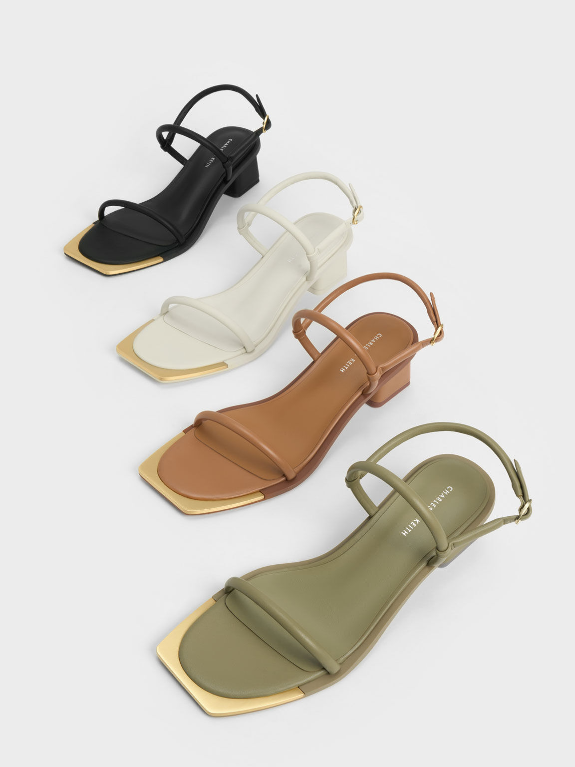 Sandalias de tiras con punta metalizada, Blanco tiza, hi-res