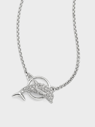 Delfina Crystal-Dolphin Ball Bracelet, Silver, hi-res