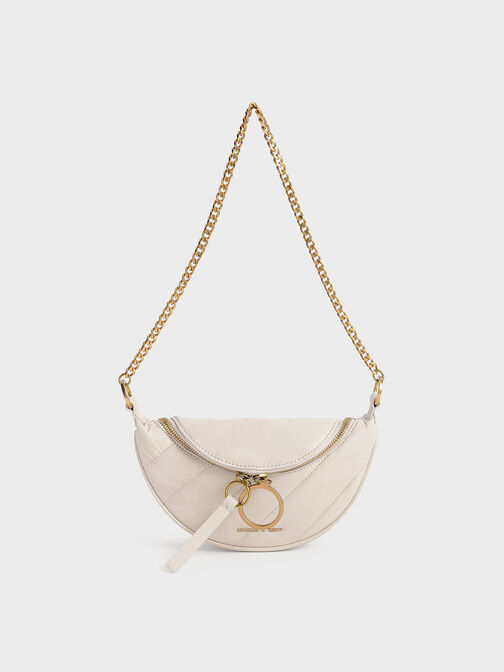 Cream Alcott Scarf Chain-Link Shoulder Bag - CHARLES & KEITH US