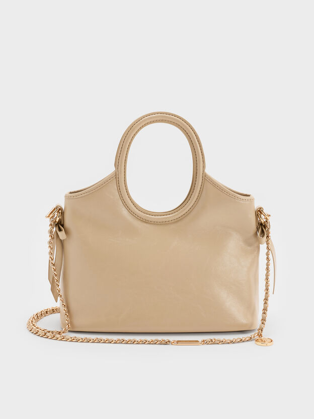 Dalia Bow Oval-Handle Tote Bag, Sand Beige, hi-res