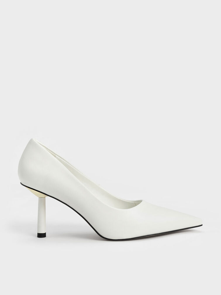 Pointed-Toe Cylindrical Heel Pumps, Chalk, hi-res