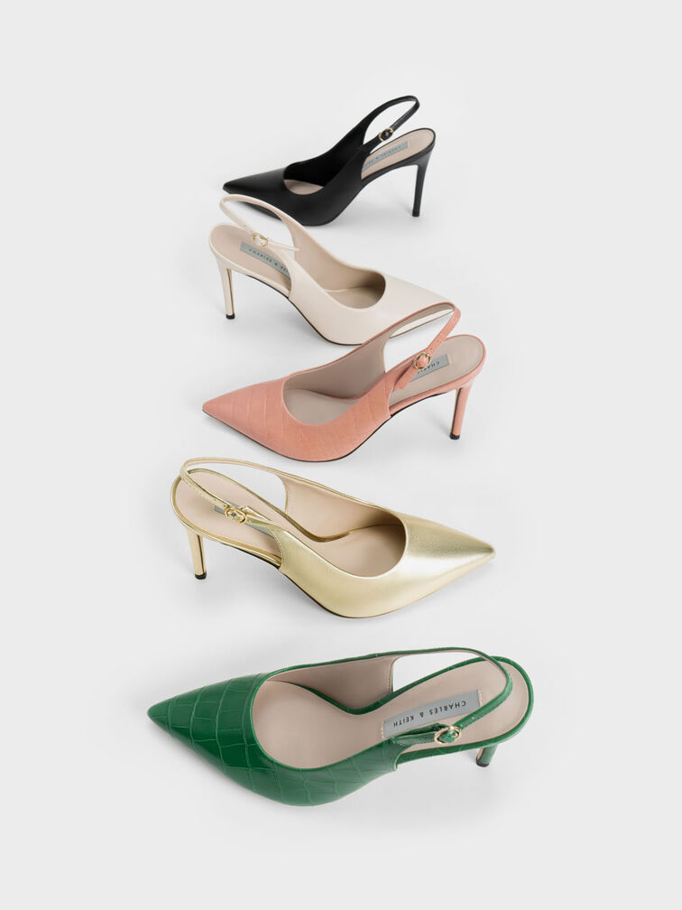 Stiletto Heel Slingback Pumps, Chalk, hi-res