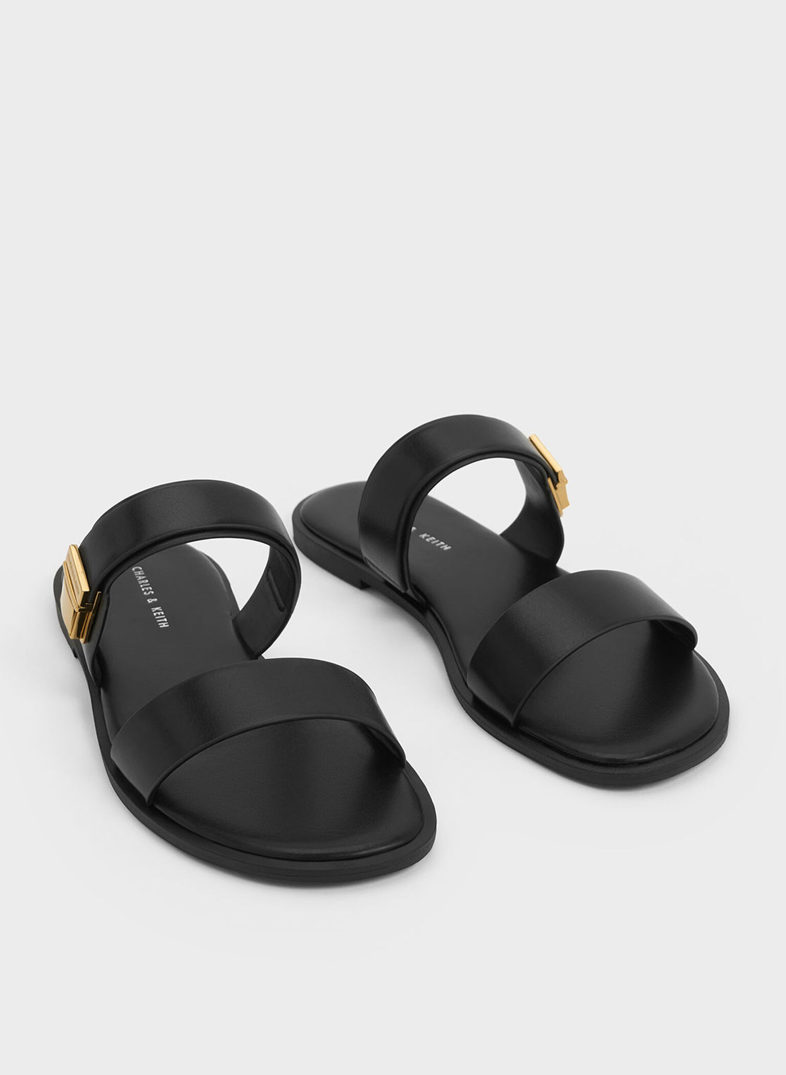 Dove Double-Strap Sandals, Black, hi-res