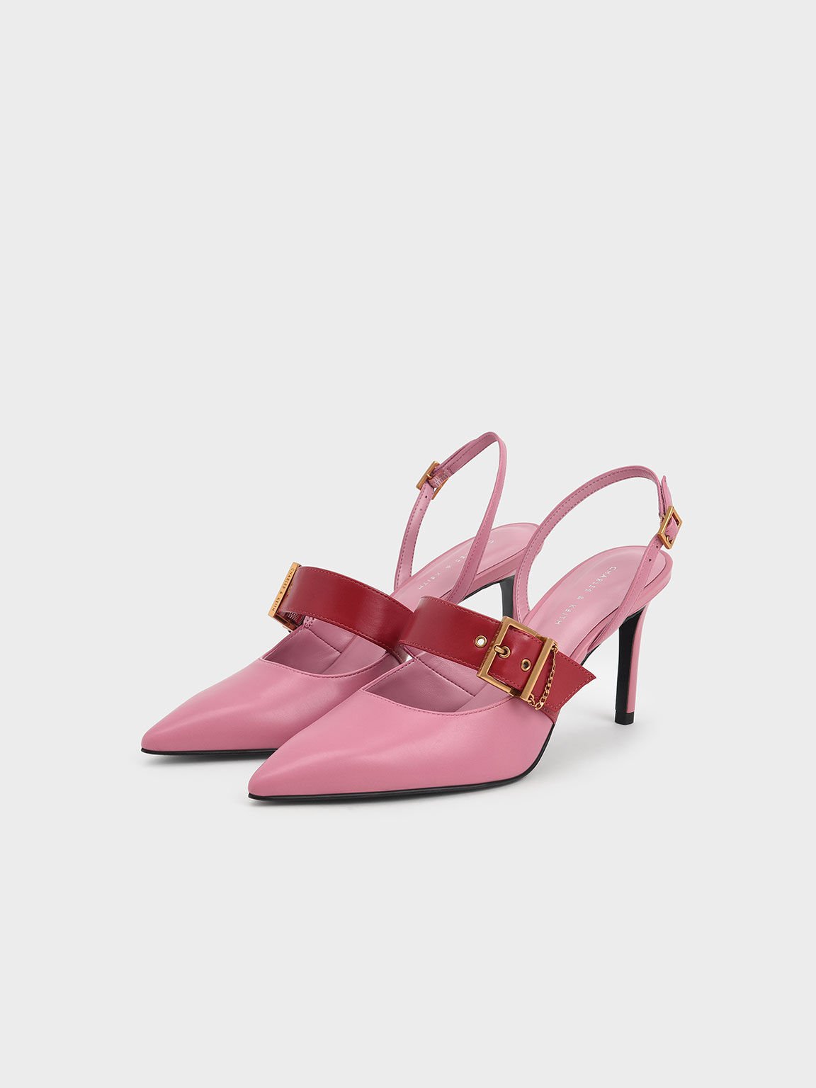 Lunar New Year Collection: Hailey Buckled Slingback Pumps, Pink, hi-res