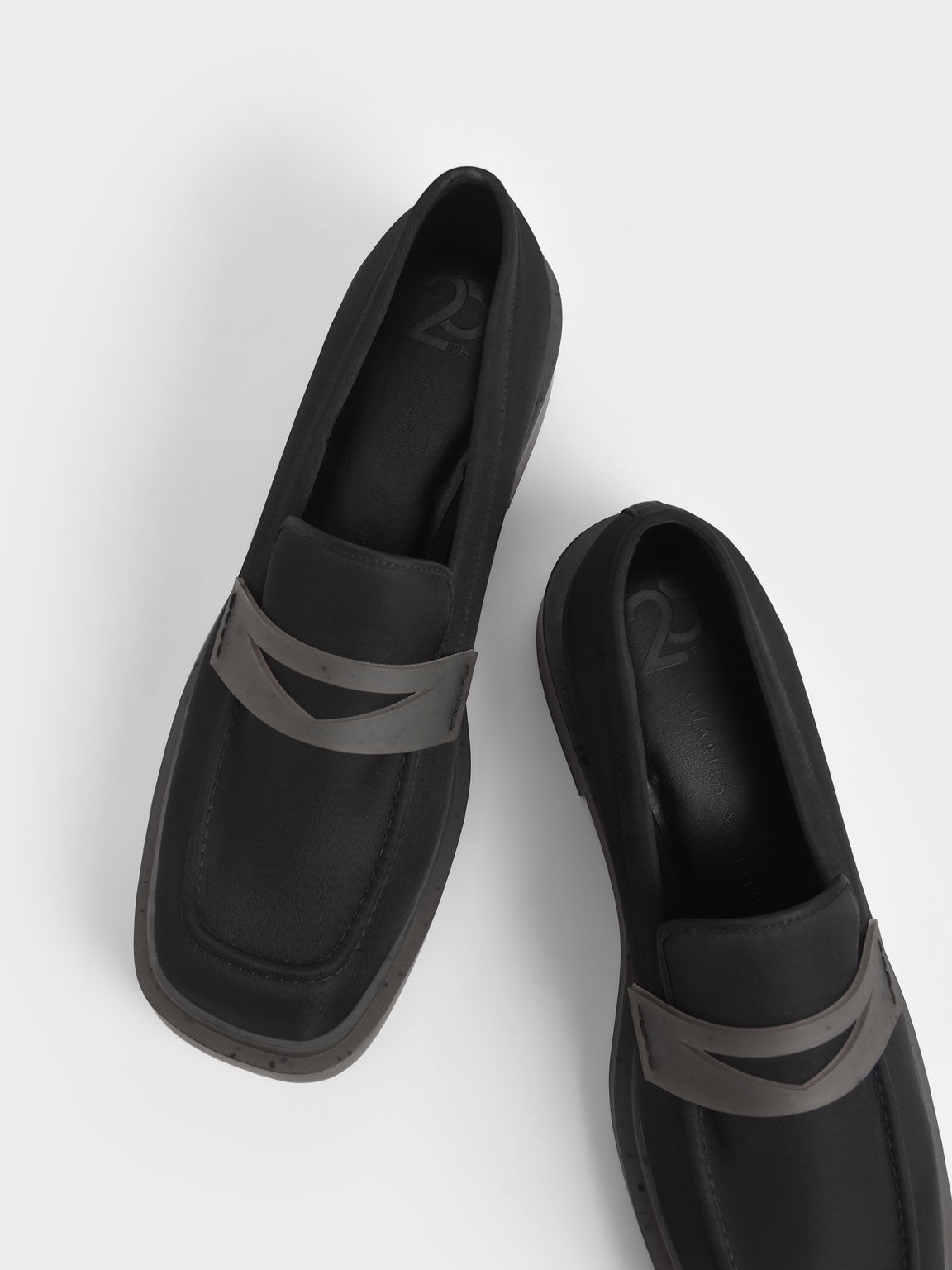 Charli Recycled Nylon Penny Loafers, Black, hi-res