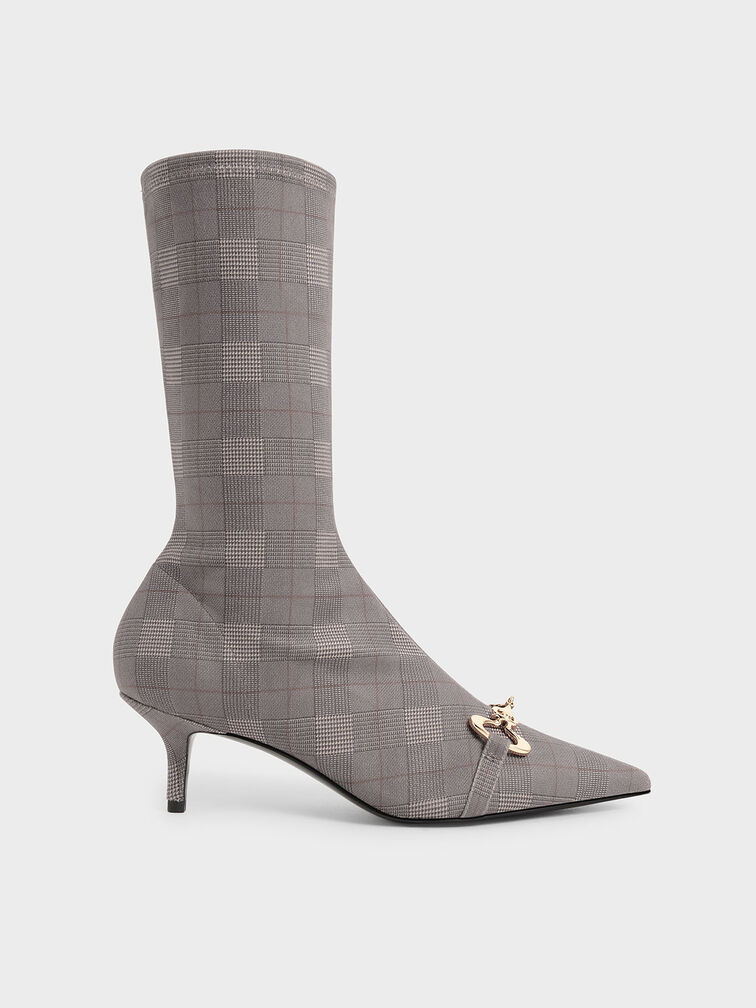 Elery Houndstooth-Print Slip-On Ankle Boots, Multi, hi-res