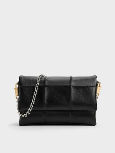 Delfina Quilted Wallet On Chain, Black, hi-res