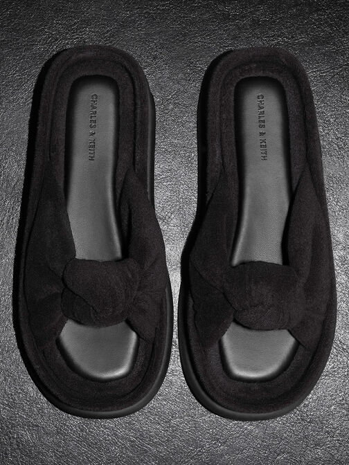 Sandalias Loey con textura de nudos, Negro texturizado, hi-res