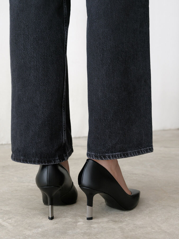 Pointed-Toe Stiletto Pumps, Black, hi-res