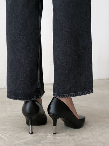 Pointed-Toe Stiletto Pumps, Black, hi-res