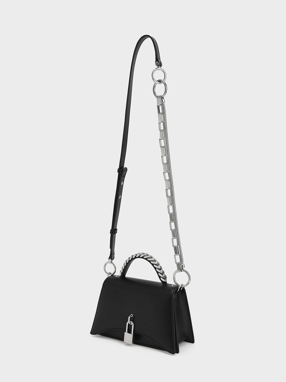 Padlock Trapeze Bag, Black, hi-res