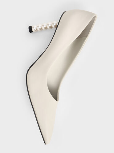 Pearl-Heel Pointed-Toe Pumps, Chalk, hi-res