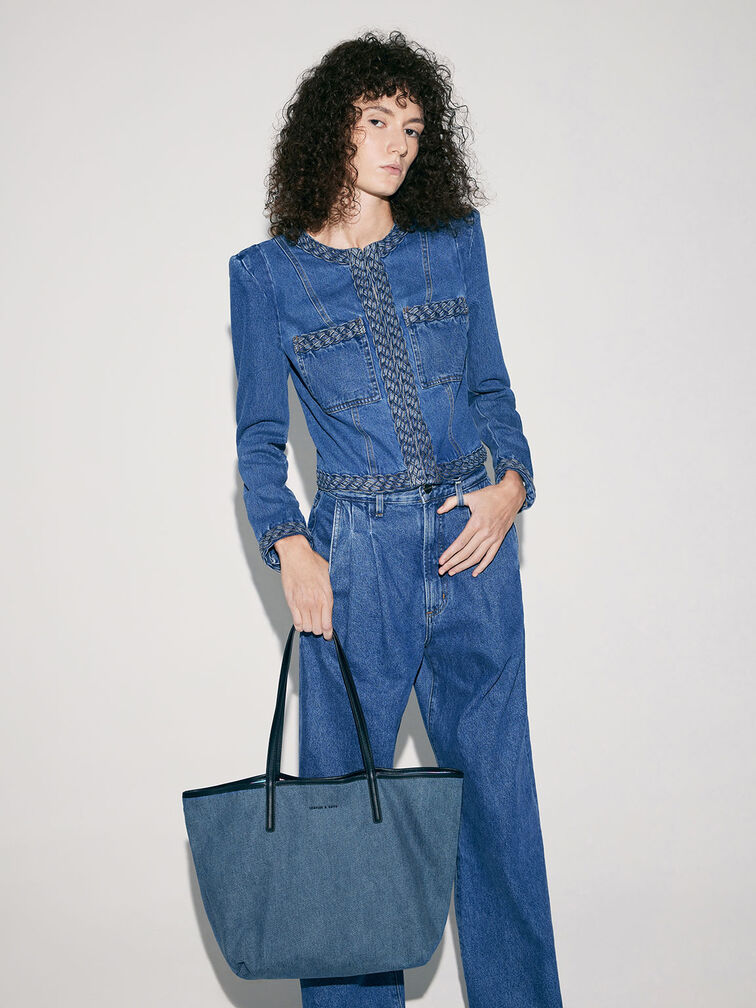 Sianna Denim Reversible Tote Bag, Denim Blue, hi-res
