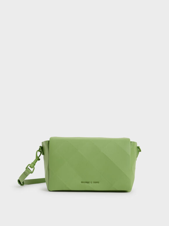 Geometric Crossbody Bag, Green, hi-res