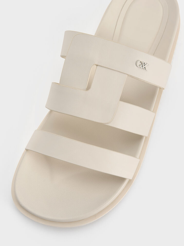 Joan Leather Flatform Sandals, White, hi-res