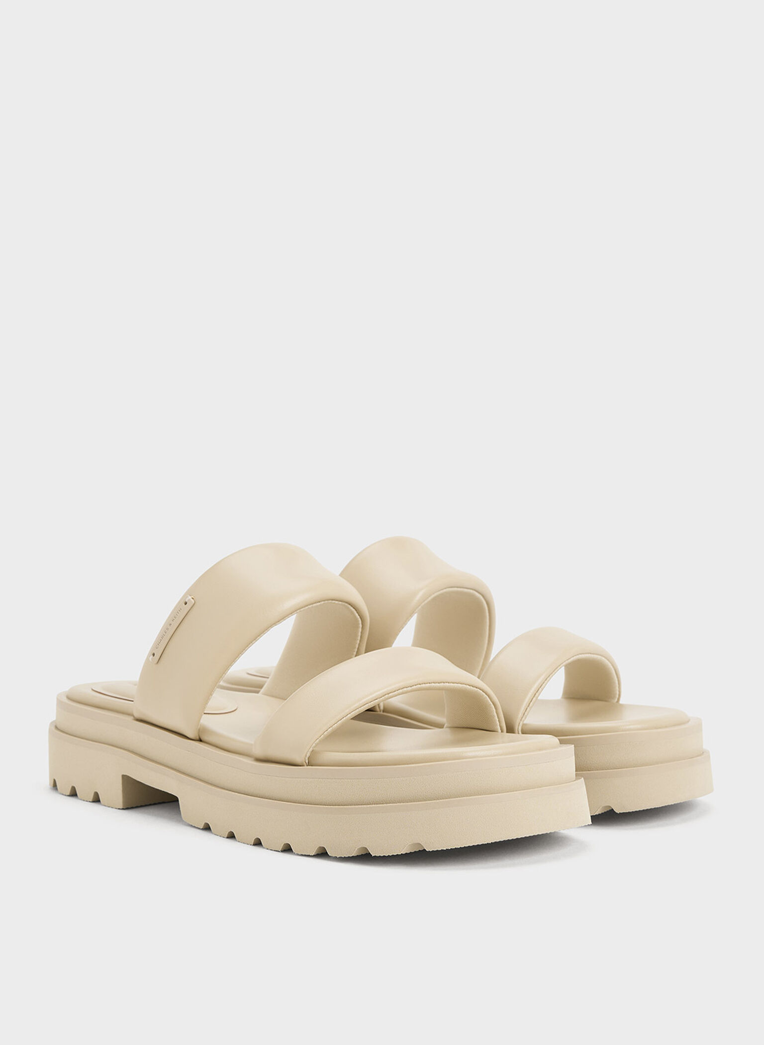 Tattie Puffy-Strap Sandals, Taupe, hi-res