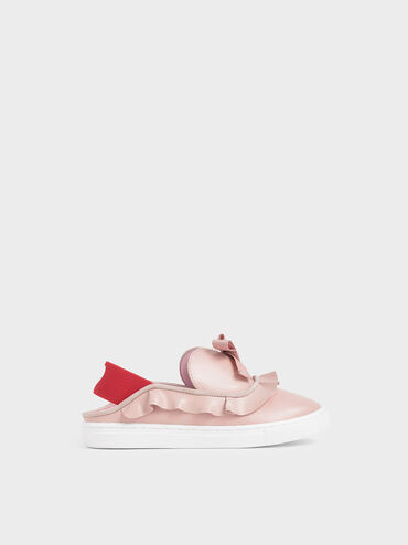 Girls&apos; Frill-Trim Slip-On Sneakers, Nude, hi-res
