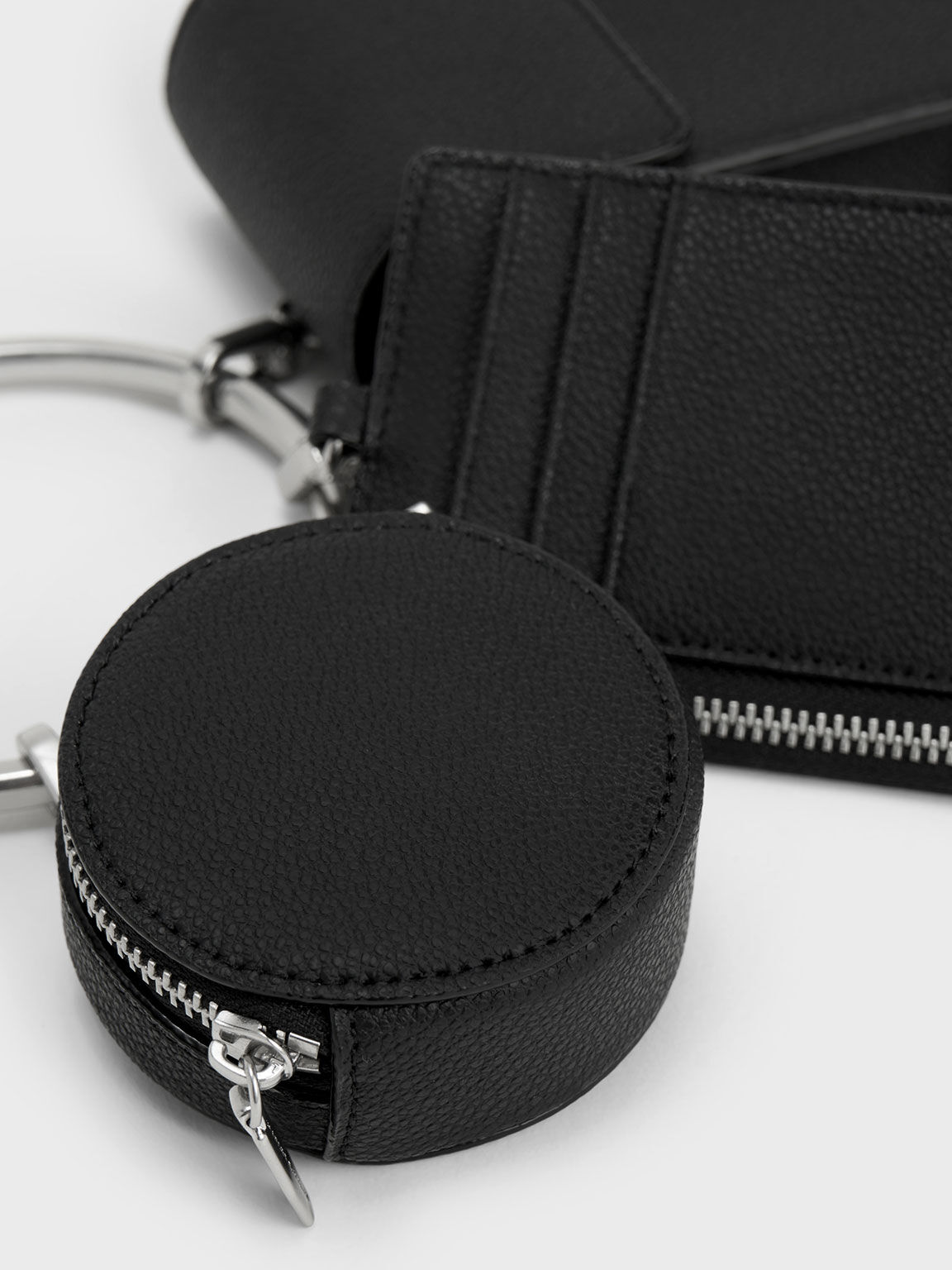 Chain Strap Ring-Detail Mini Bag, Black, hi-res