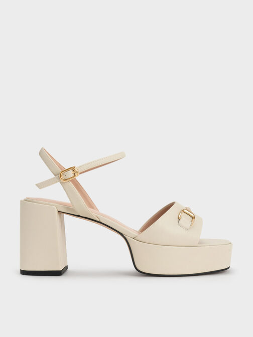 Metallic Accent Platform Slingback Sandals, White, hi-res