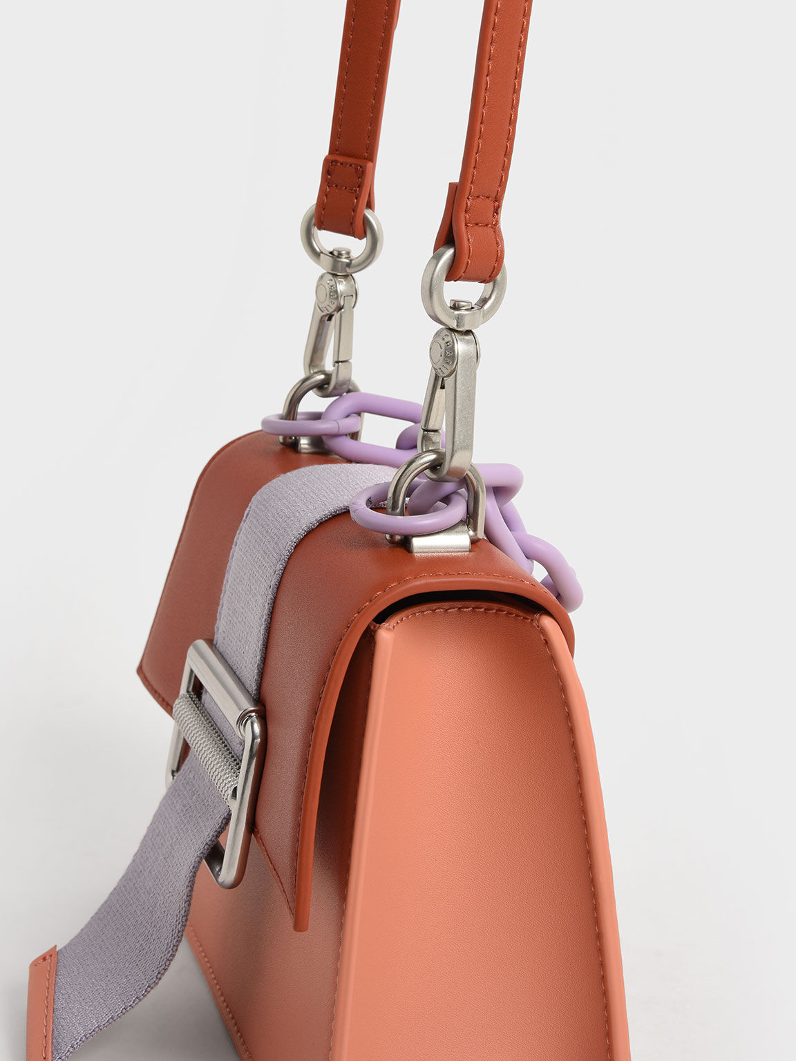 Wren Acrylic Chain-Handle Trapeze Bag, Brick, hi-res