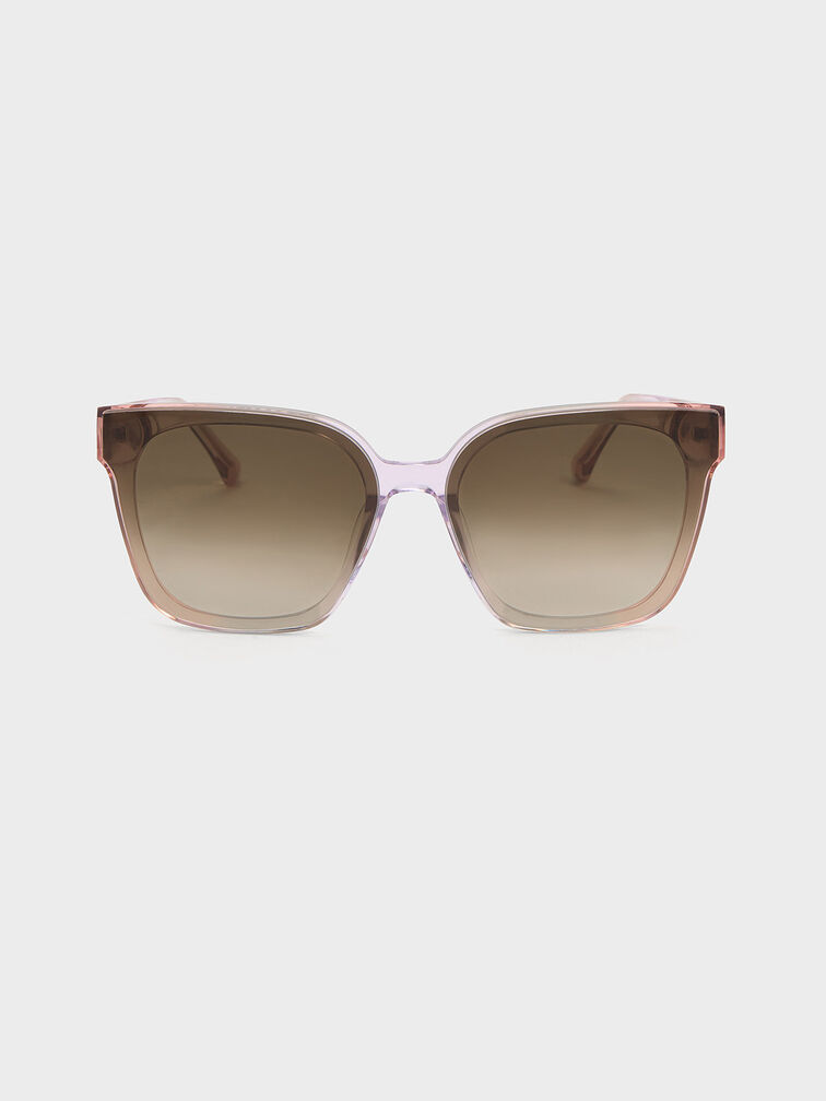 Square Thick-Frame Sunglasses, Pink, hi-res