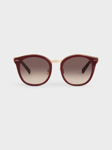 Acetate Frame Wayfarer Sunglasses, Burgundy, hi-res