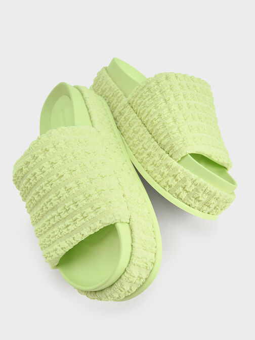 Loren Textured Platform Sandals, Light Green, hi-res