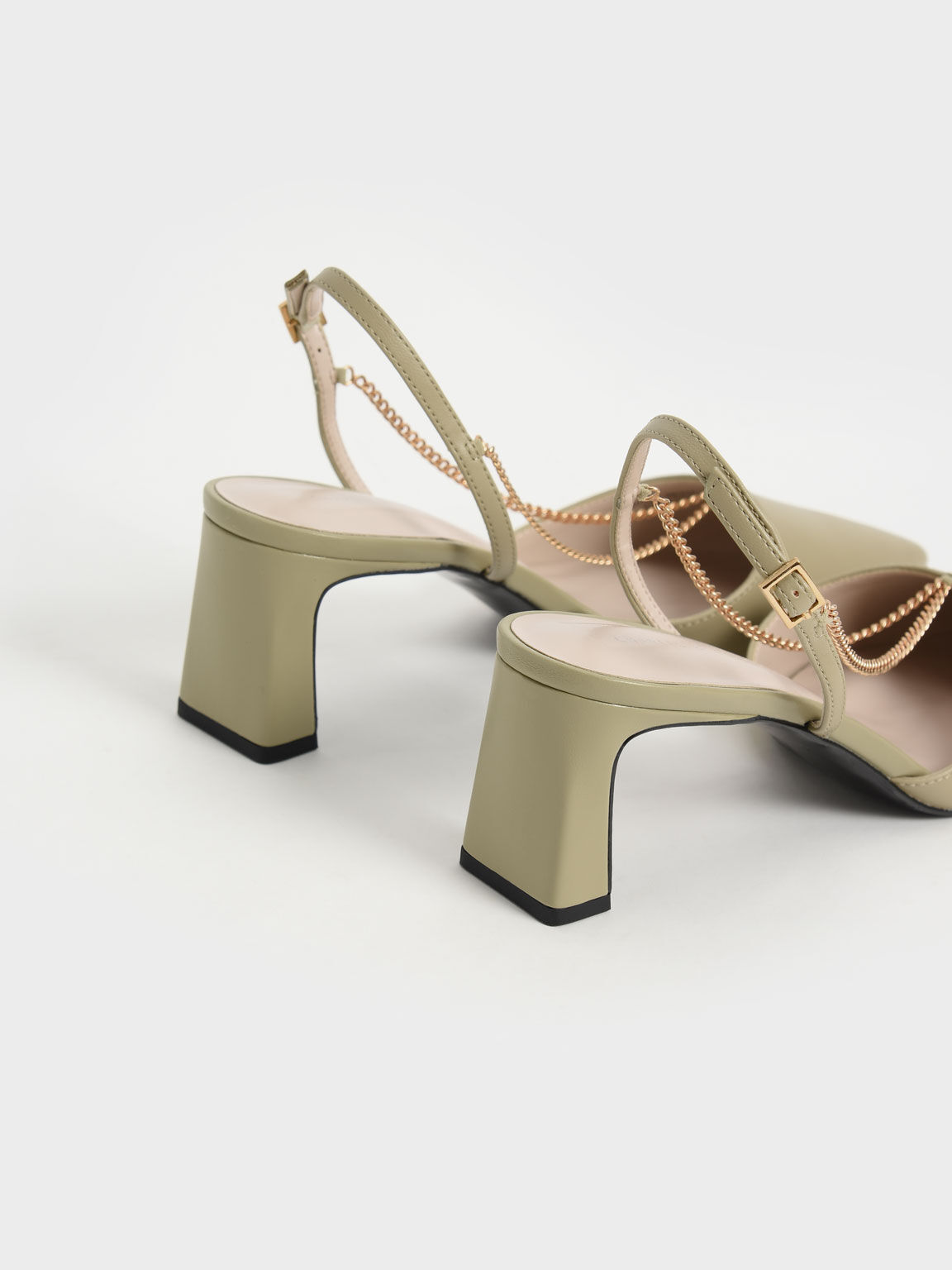 Chain Strap Pumps, Sage Green, hi-res
