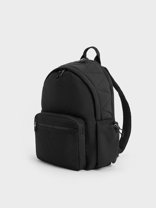 Soleil Nylon Backpack, Noir, hi-res