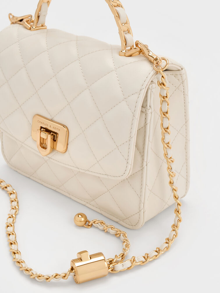 Cressida Quilted Top Handle Bag, Cream, hi-res