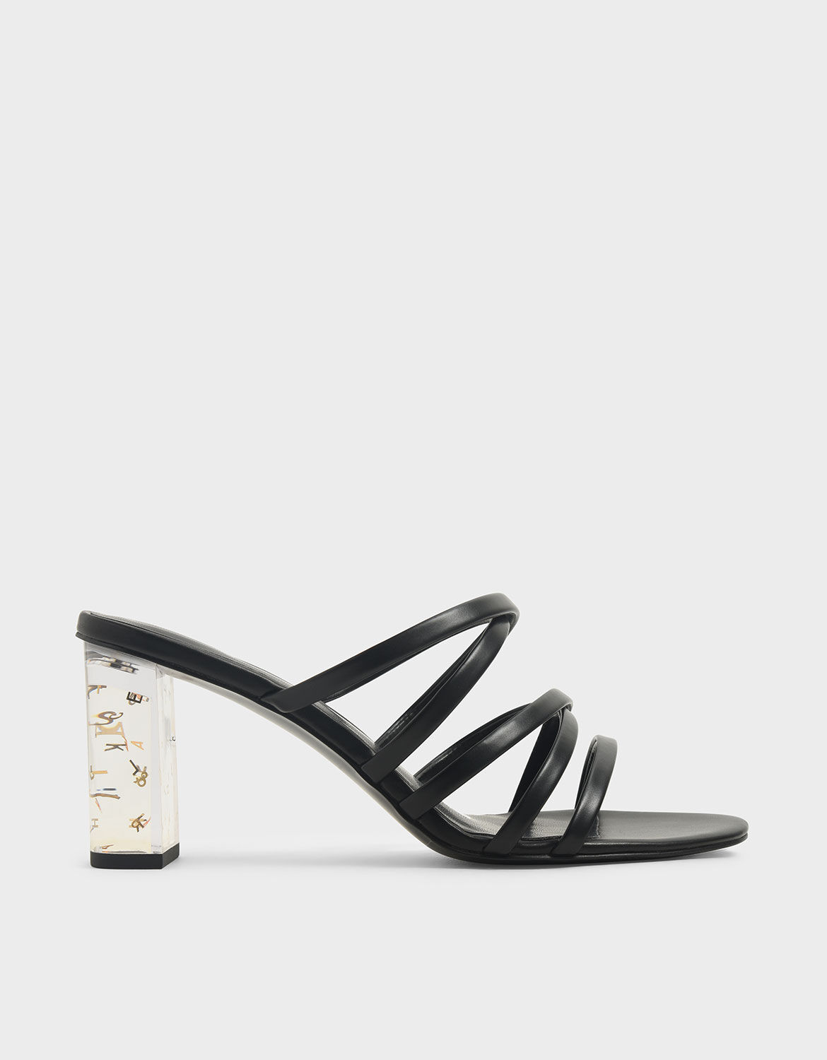 lucite mule heels