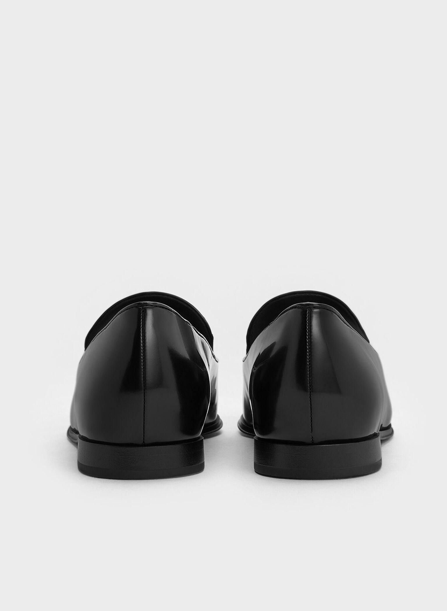 Almond-Toe Stitch-Trim Loafers, Black Box, hi-res