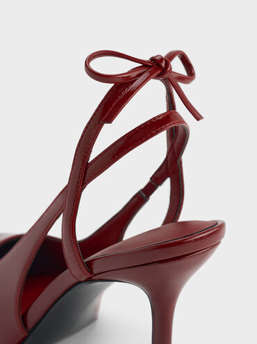 Back-Bow Slingback Pumps, Burgundy, hi-res