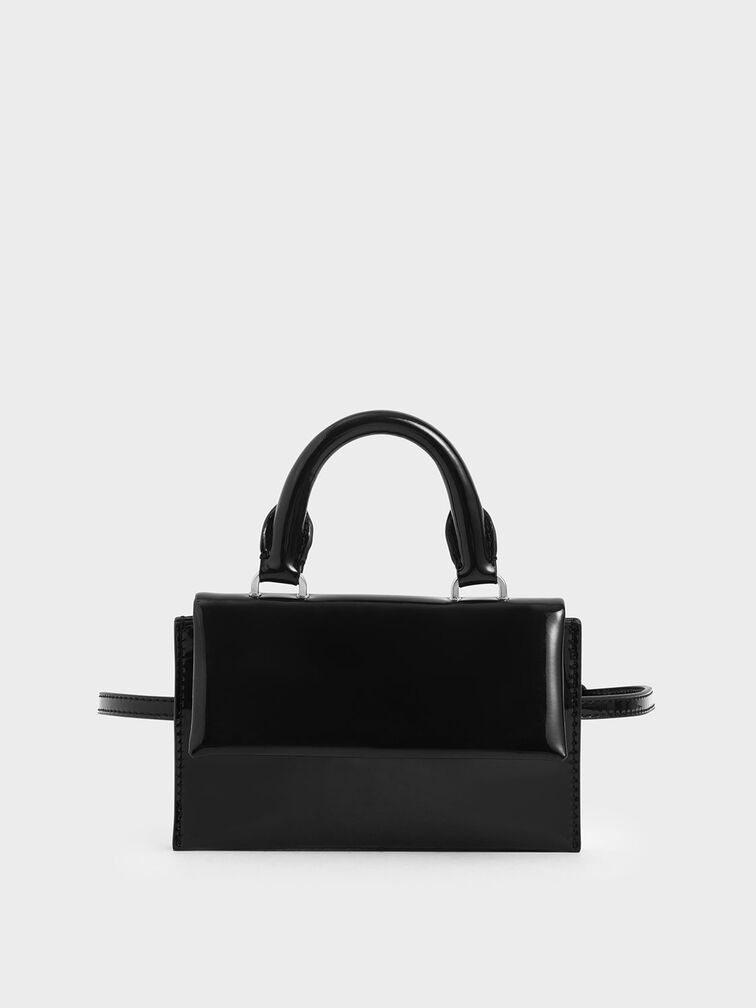 Patent Belt Bag, Black, hi-res