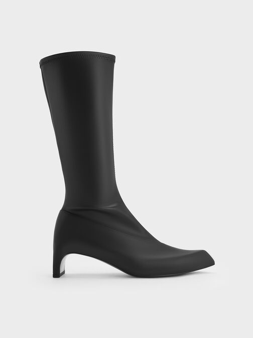 Lorde Blade-Heel Pointed-Toe Calf Boots, Black, hi-res