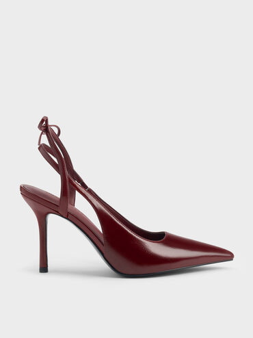 Back-Bow Slingback Pumps, Burgundy, hi-res