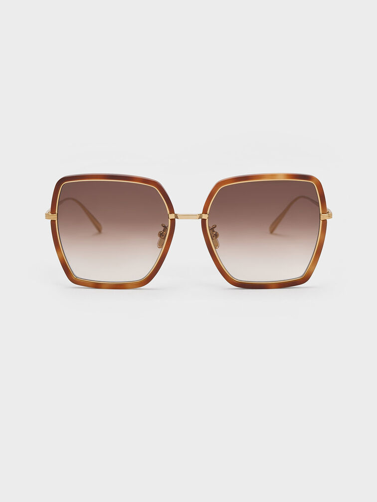 Oversized Square Butterfly Sunglasses, T. Shell, hi-res